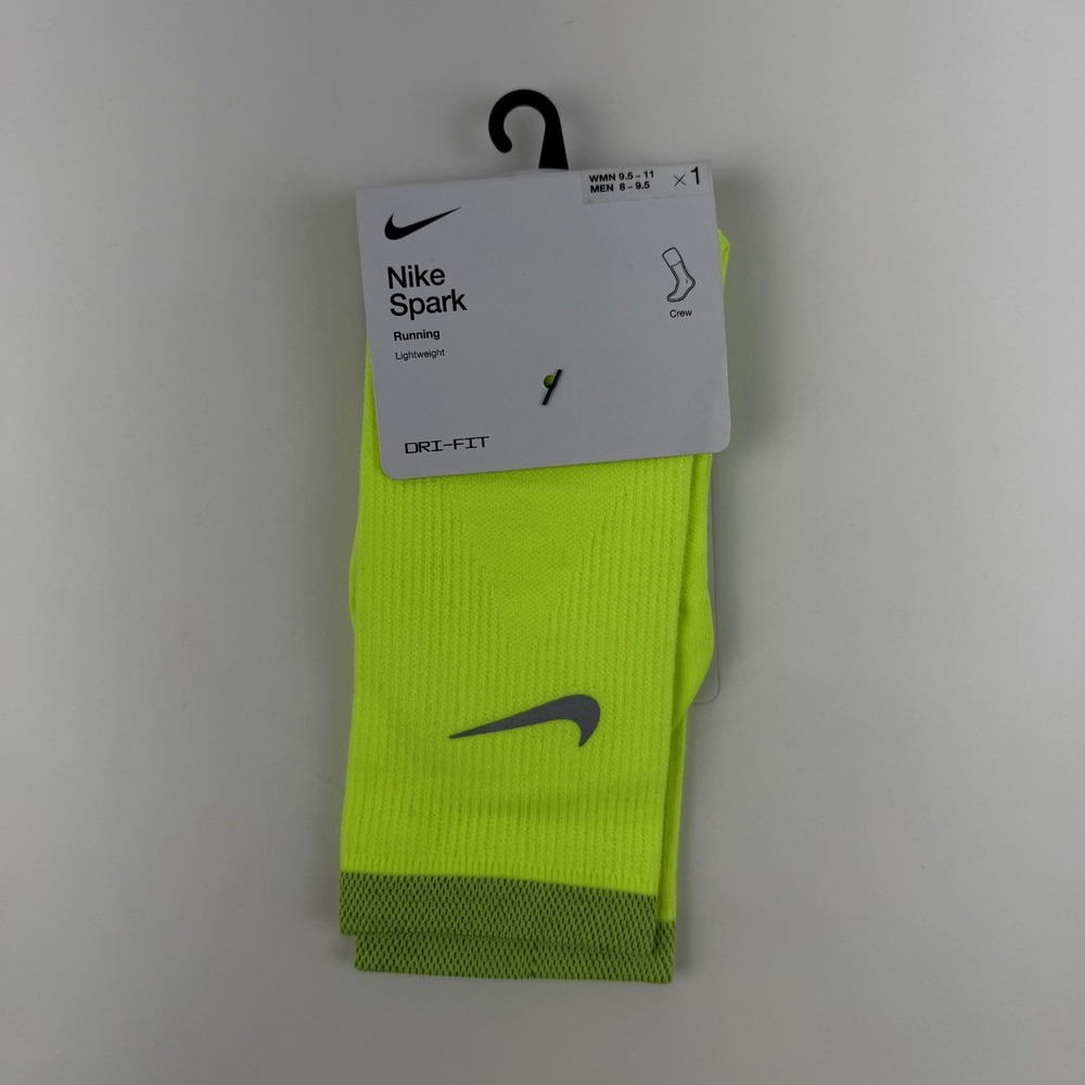 New Womens Nike Spark Lightweight Yellow Running Crew Socks Size 9.5-11